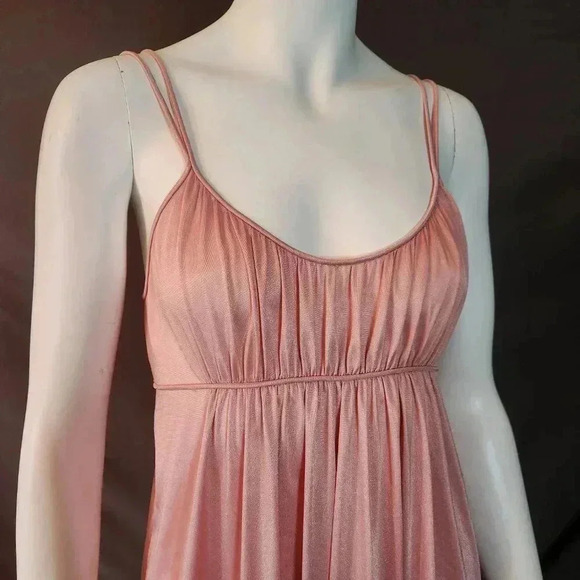 Vintage 70s Blush Pink Empire Waist Slip Nightgown Dress S - Picture 11 of 13